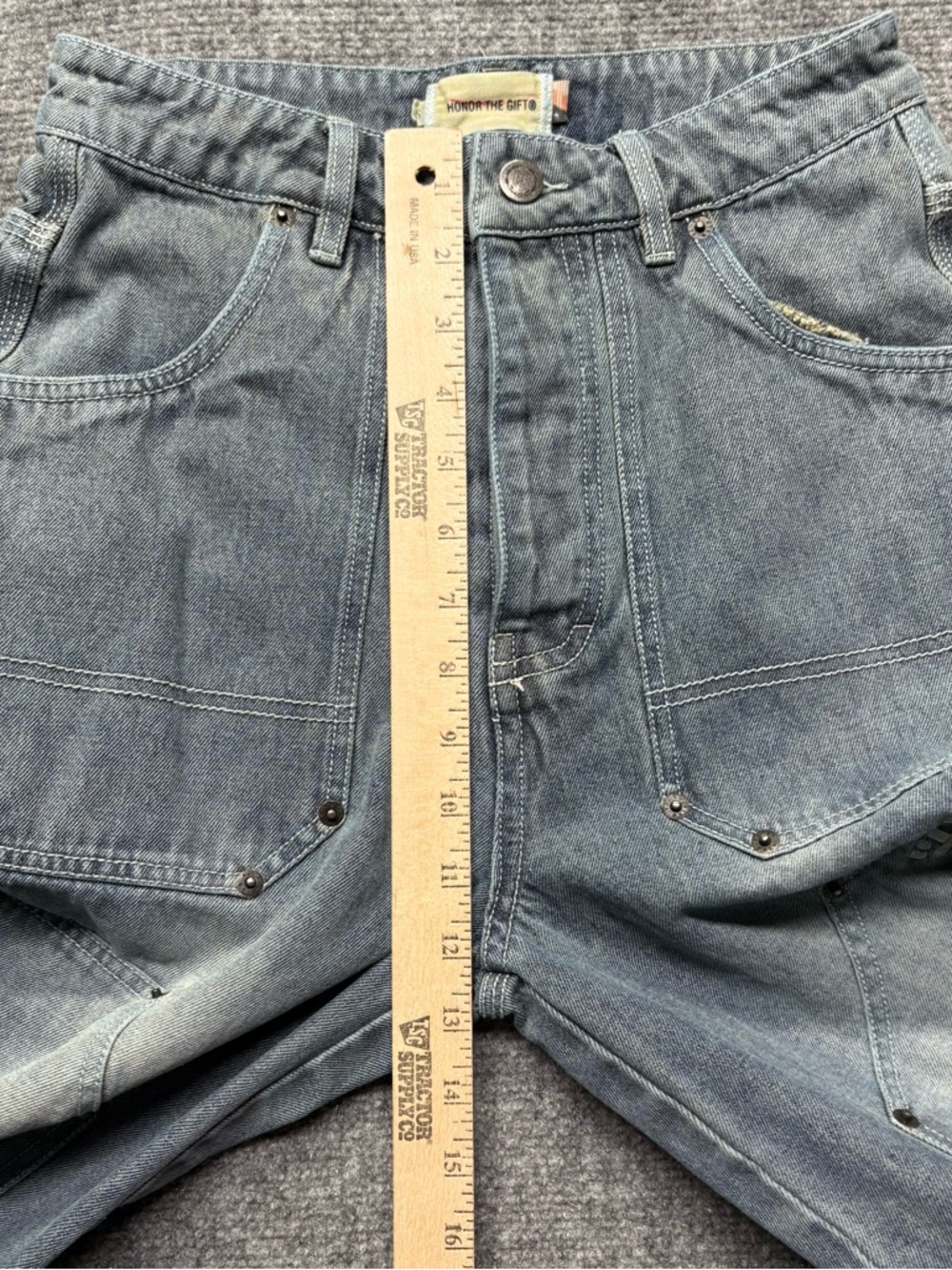 Honor the Gift Jeans Mens S 26x30 Blue Straight Double Knee Utility Button Fly - Picture 8 of 13